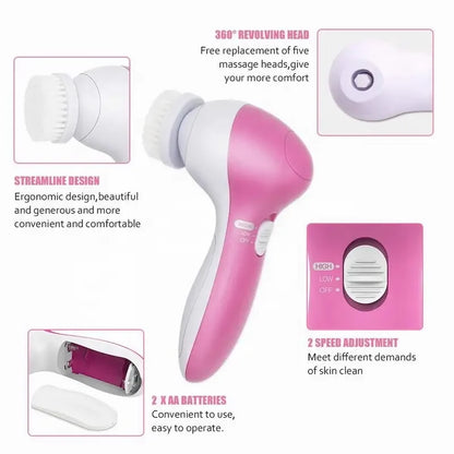 Electric 5-in-1 Facial Cleansing Brush